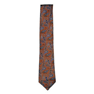Hikey Freeman Est. 1899 Bronze and Blue Paisley Designer Tie Silk Necktie